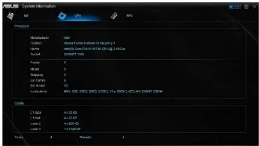 ASUS Z97-DELUXE/USB 3.1 - Viewing the CPU information - 1