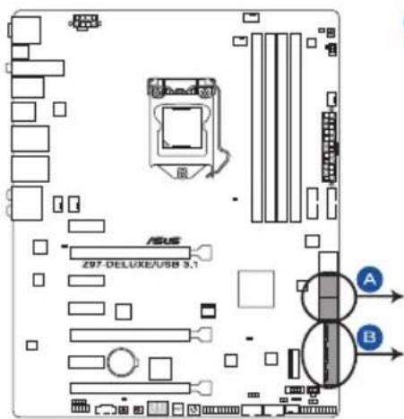ASUS Z97-DELUXE/USB 3.1 - Intel® Z97 Serial ATA 6 Gb/s connectors (7-pin SATA6G\_12, SATA6G\_34, SATA6G\_56/SATAEXPRESS\_1) - 1
