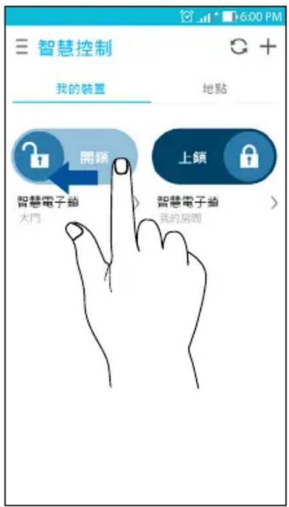 智慧控制 我的裝置 地點 開鎖 上鎖 智慧電子鎖 大門 智慧電子鎖 我的房間