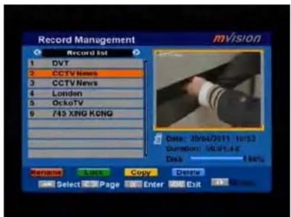 MVision HD-100S - Record list - 1