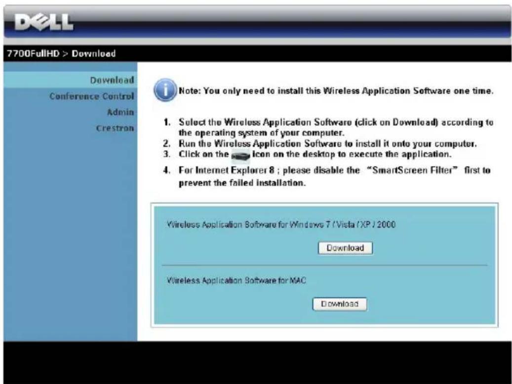 DELL 7700FullHD > Download Download Conference Control Admin Crestron i Note: You only need to install this Wireless Application Software one time. 1. Select the Wireless Application Software (click on Download) according to the operating system of your computer. 2. Run the Wireless Application Software to install it onto your computer. 3. Click on the 📄 icon on the desktop to execute the application. 4. For Internet Explorer 8 ; please disable the "SmartScreen Filter" first to prevent the failed installation. Wireless Application Software for Windows 7 / Vista (XP) / 2000 Download Wireless Application Software for MAC Download