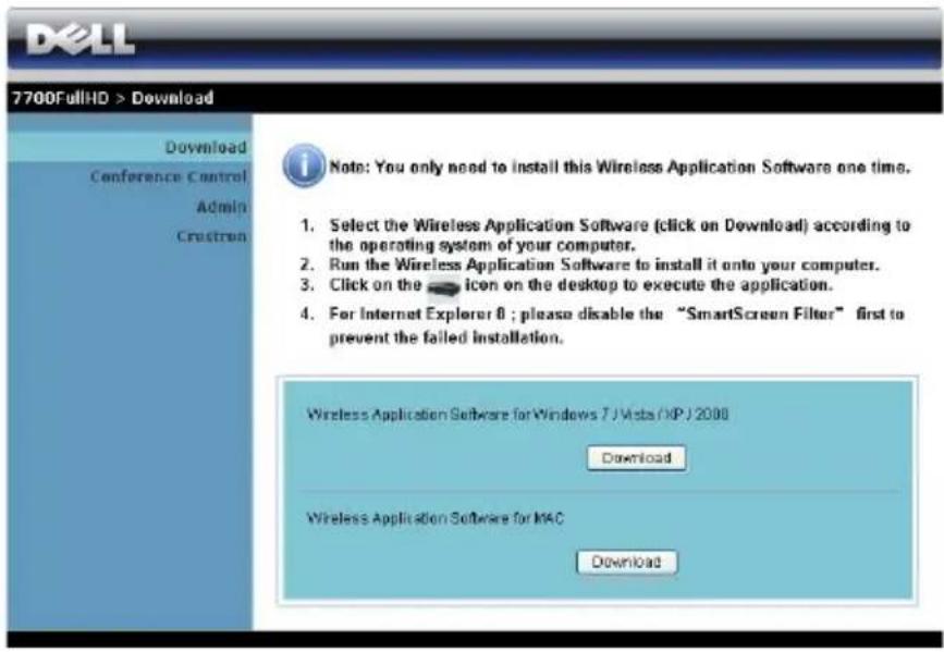 DELL 7700FullHD > Download Download Conference Control Admin Crestron Note: You only need to install this Wireless Application Software one time. 1. Select the Wireless Application Software (click on Download) according to the operating system of your computer. 2. Run the Wireless Application Software to install it onto your computer. 3. Click on the 📄 icon on the desktop to execute the application. 4. For Internet Explorer 8 ; please disable the "SmartScreen Filter" first to prevent the failed installation. Wireless Application Software for Windows 7 / Visits / XP / 2000 Download Wireless Application Software for MAC Download