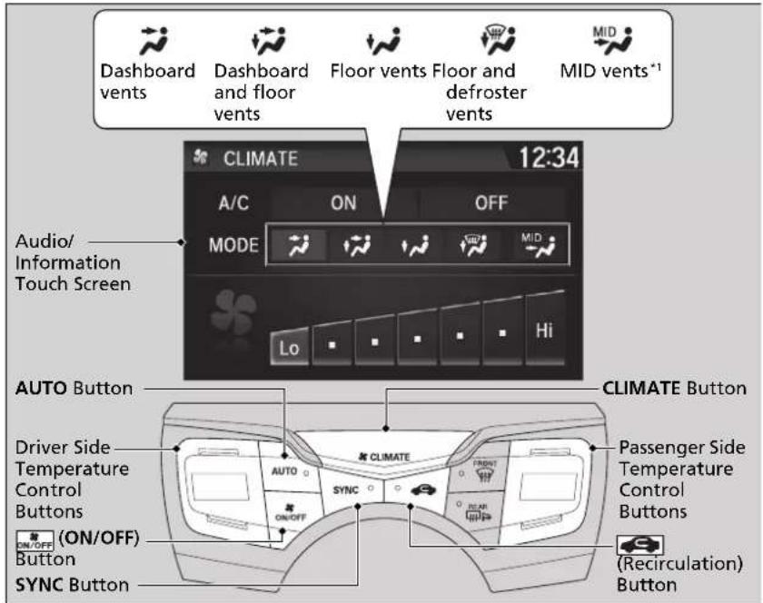 Acura NSX (2020) - Using Automatic Climate Control - 1