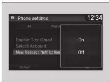 Acura NSX (2020) - To Set Up Text/E-mail Message Options - 2