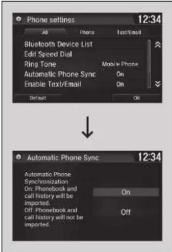 Acura NSX (2020) - Automatic Import of Cellular Phonebook and Call History - 2