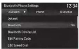 Acura MDX Sport Hybrid (2020) - ■ Bluetooth/Phone Settings screen - 1