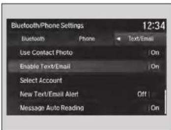 Acura MDX Sport Hybrid (2020) - To Set Up a Text/E-mail Message Option - 1