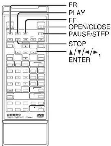 FR PLAY FF OPEN/CLOSE PAUSE/STEP STOP ▲/▼/◄►, ENTER