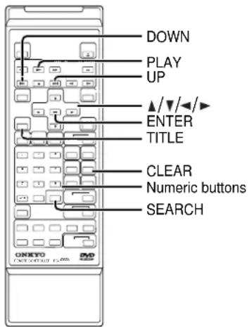 DOWN PLAY UP ▲/▼/◄/ ENTER TITLE CLEAR Numeric buttons SEARCH