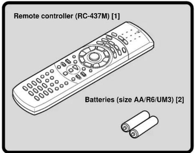Remote controller (RC-437M) [1] Batteries (size AA/R6/UM3) [2]