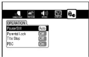 OPERATION PauseStill Auto Parental Lock Off Title Stop Off PBC On