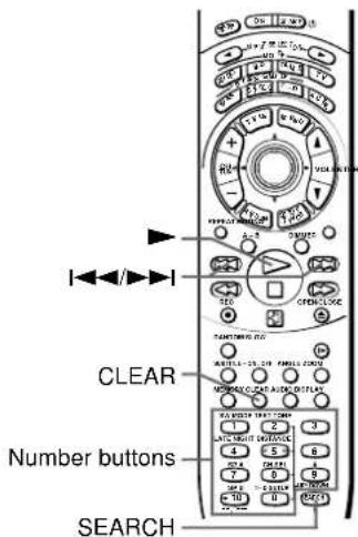 I←/→I CLEAR Number buttons SEARCH