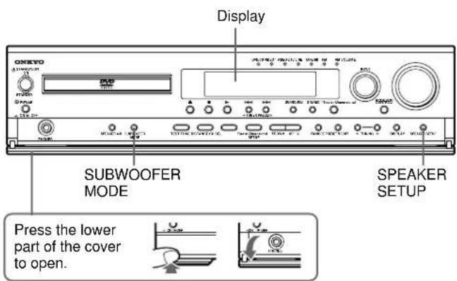 Display QKEYO SUBWOOFER MODE SPEAKER SETUP Press the lower part of the cover to open.