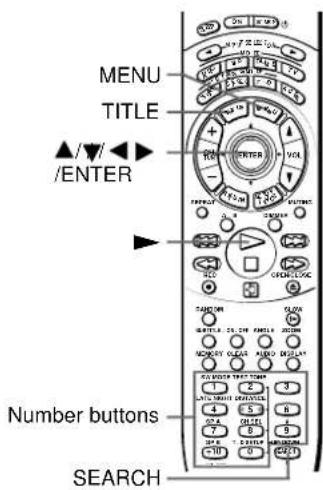 MENU TITLE ▲/▼/ /ENTER Number buttons SEARCH