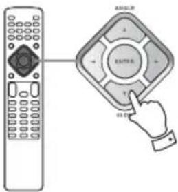 Diagram showing a remote control with a hand interacting with a control panel labeled 'ENTER' and 'RIP'.