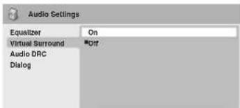 Audio Settings Equalizer On Virtual Surround Off Audio DRC Dialog
