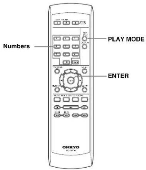 Numbers PLAY MODE ENTER ONKYO