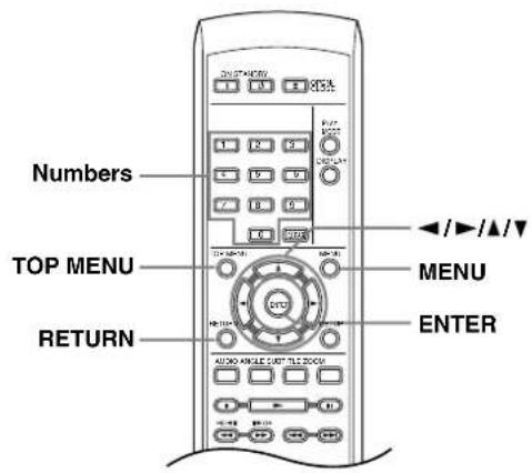 Numbers TOP MENU RETURN Audiou Angle Twist TLS 2005 Menu ENTER