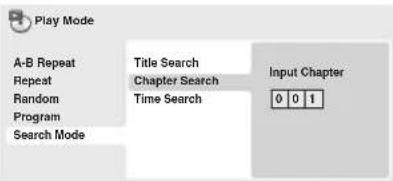 Play Mode A-B Repeat Repeat Random Program Search Mode Title Search Chapter Search Time Search Input Chapter 0 0 1