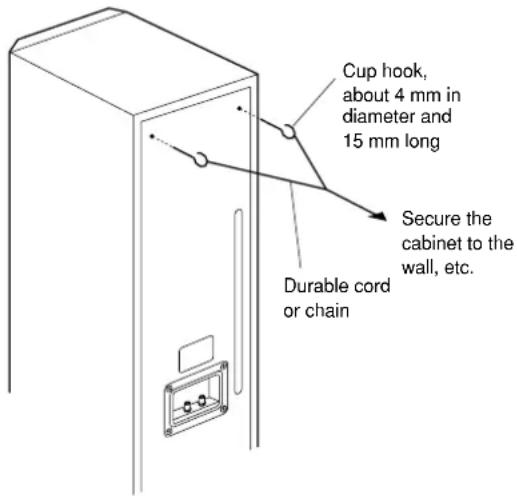Cup hook, about 4 mm in diameter and 15 mm long Secure the cabinet to the wall, etc. Durable cord or chain