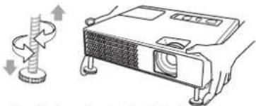 HITACHI CP-X5 - Adjusting the projector's elevator - 3