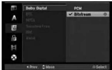 Dolby Digital PCM ✓ Bitsstream OTE BPGC Nanobing Focus Wnt Vndal Prev. Move Select