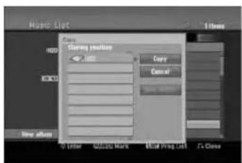 Music List Copy Gaming position Copy Cancel HDD MCD New effects To filter Quick to mark E-mail Ping list To close