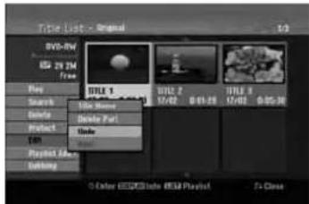 Title List - Original DVD-ENV 12:29 TM Free Play Search Delete Protect Tilt Playoff, ADO Defining TITLE 1 01/02 0:41:28 01/02 0:35:30 TITLE 2 12/02 0:41:28 01/02 0:35:30 0 Order ESCDCInfo ESCB Playlist 2x Close