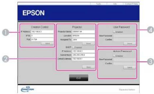 EPSON Creation Control Projector Name: E30001.54 Location: EPSON Assigned To: None DHCP User Password NewPassword Confirm Addrs Password NewPassword Confirm OK Cancel Options
