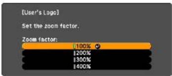 [User's Logo] Set the zoom factor. Zoom factor: 100% 200% 300% 400%