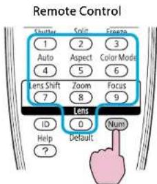 Remote Control Counter Split Focus 1 2 3 Auto Aspect Color Mode 4 5 6 Lens Shift Zoom Focus 7 8 9 Lens ID 0 Num Help ? Default