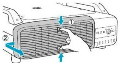 Diagram showing airflow direction on a car air conditioner panel with numbered arrows indicating movement