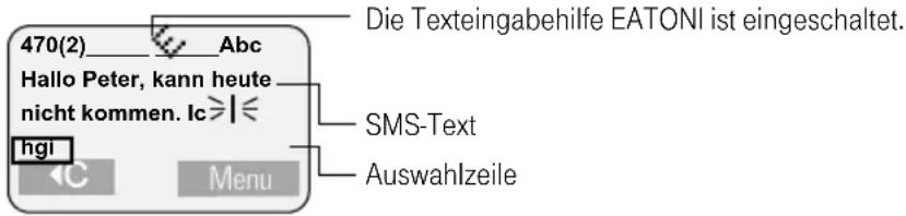 T-Mobile Sinus 721 Komfort - Texteingabehilfe - 1