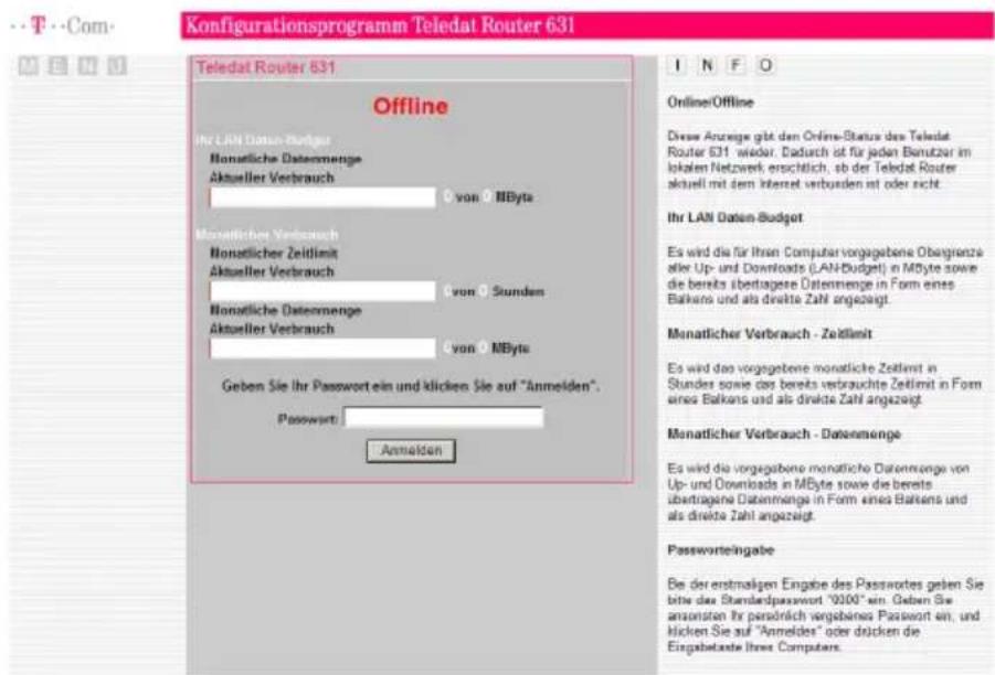 T-Mobile Teledat Router 631 - Konfigurationsprogramm starten - 1
