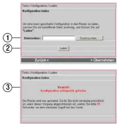 T-Mobile Teledat Router 631 - Konfiguration laden - 1