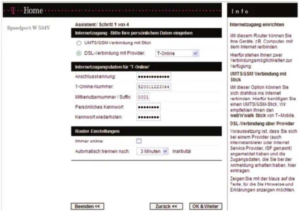 T-Mobile Speedport W 504V - Internetzugang über eine DSL-Verbindung einrichten - 1