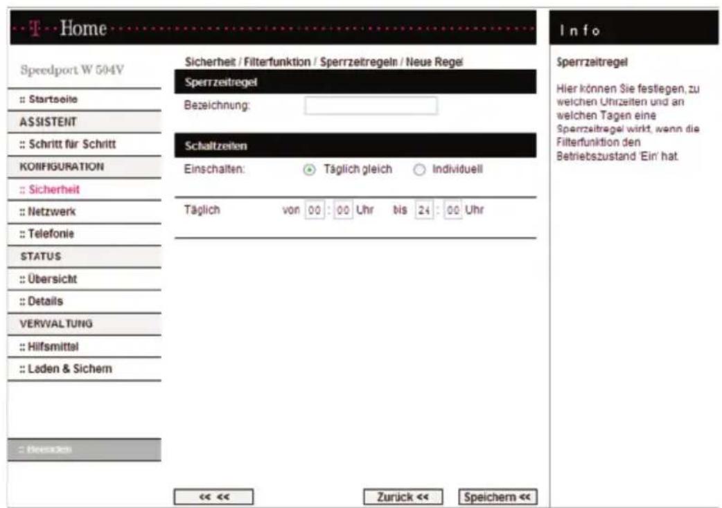 T-Mobile Speedport W 504V - Einstellungen der Filterfunktion - 1