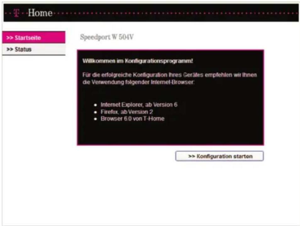 T-Mobile Speedport W 504V - Konfiguration starten - 1