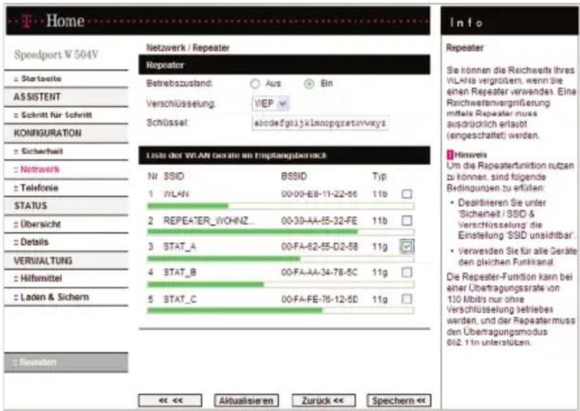 T-Mobile Speedport W 504V - Repeater konfigurieren - 8