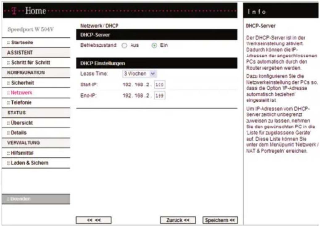 T-Mobile Speedport W 504V - DHCP-Funktion - 1