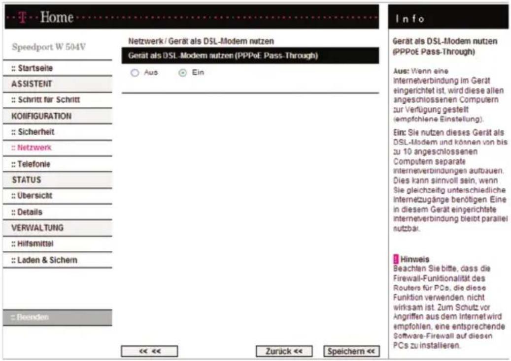 T-Mobile Speedport W 504V - Gerät als DSL-Modem nutzen - 2