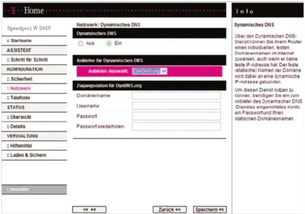 T-Mobile Speedport W 504V - Dynamisches DNS - Domänennamen bei dynamischer IP-Adresse zuordnen - 1