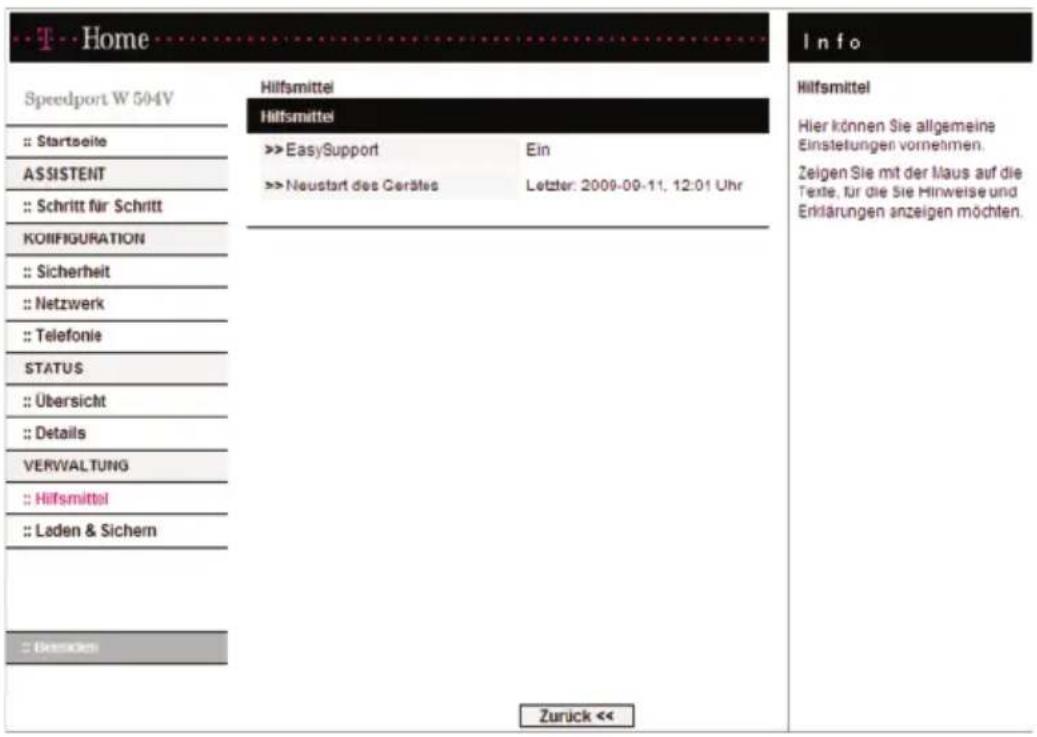 T-Mobile Speedport W 504V - Hilfsmittel zur Verwaltung. - 1