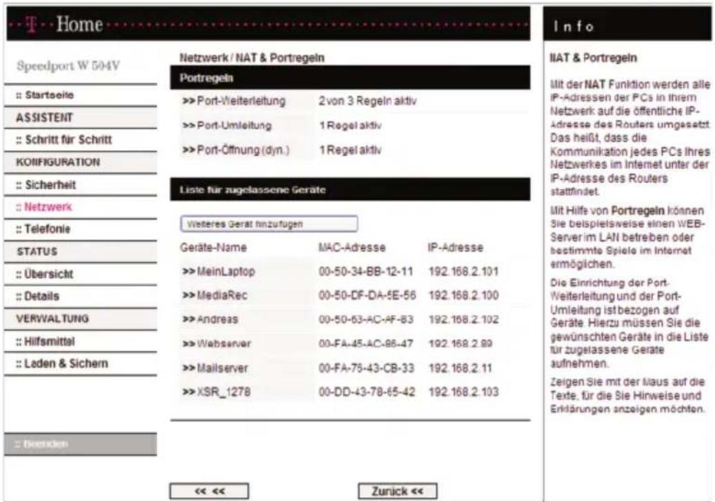 T-Mobile Speedport W 504V - IP- und MAC-Adressen im Netzwerk ermitteln - 1