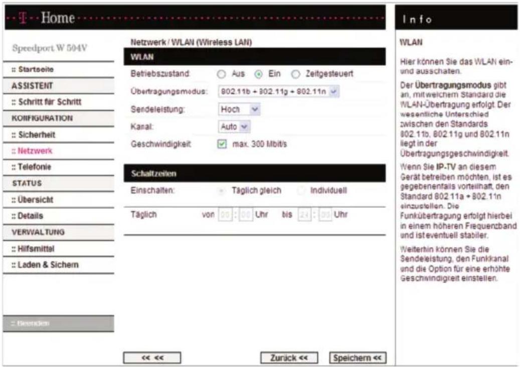 T-Mobile Speedport W 504V - WLAN (Wireless LAN) - Konfiguration für das kabellose Netzwerk - 1