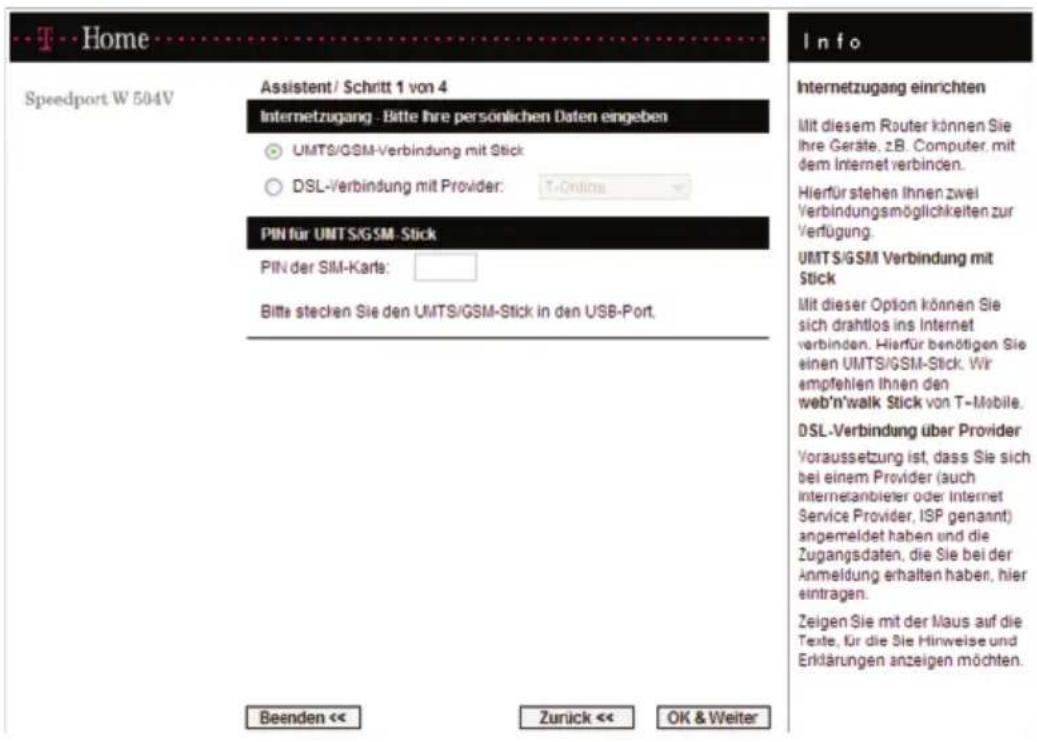 T-Mobile Speedport W 504V - Internetzugang über eine UMTS-/GSM-Verbindung einrichten - 1
