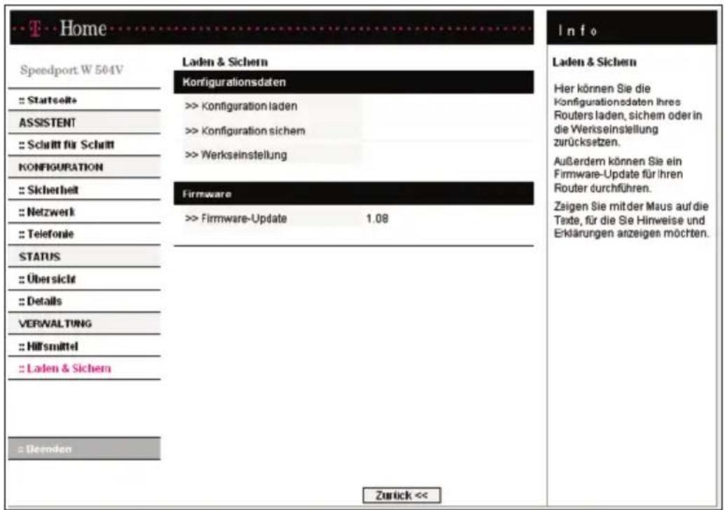 T-Mobile Speedport W 504V - Daten laden und sichern. - 1