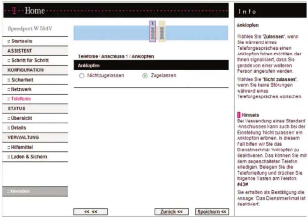 T-Mobile Speedport W 504V - Anklopfen - 1