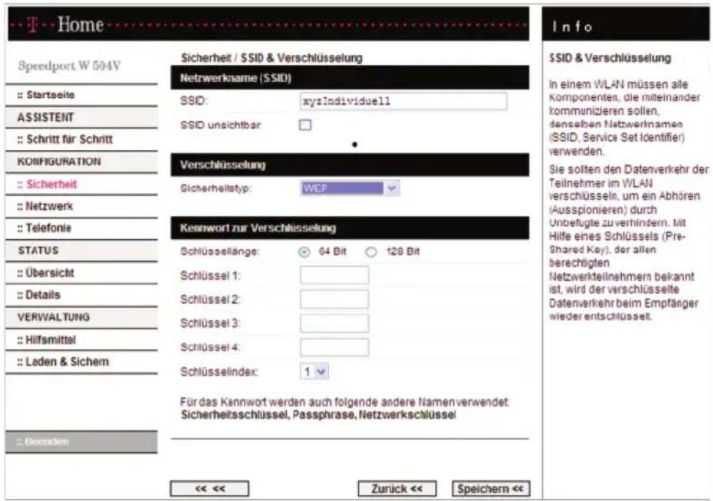 T-Mobile Speedport W 504V - Verschlüsselung: WEP - 1
