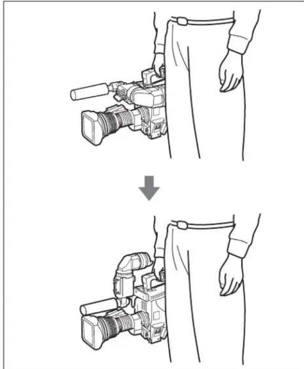 SONY HDC-1450 - Keeping the viewfinder from hitting your leg - 1